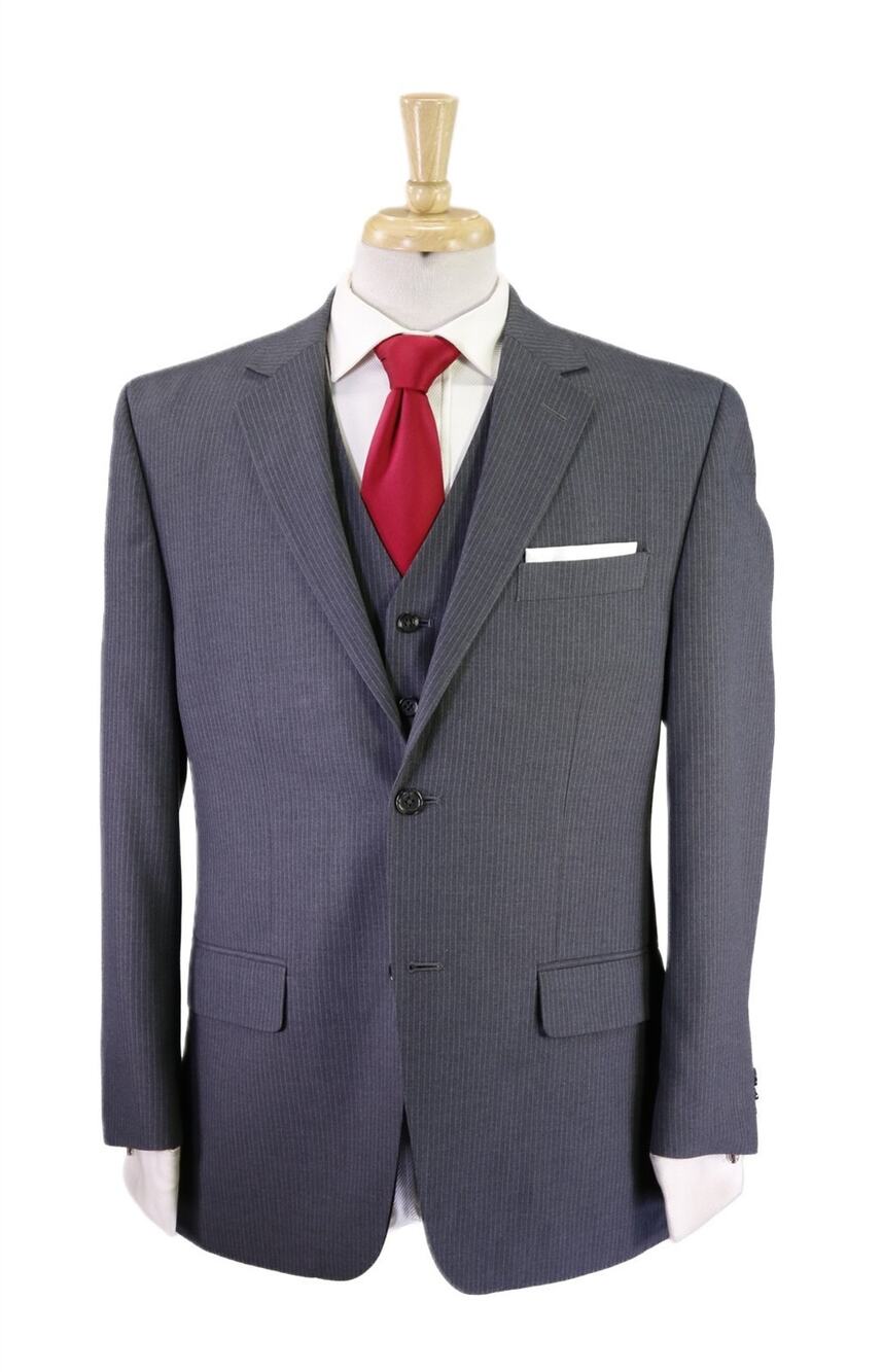 Michael Kors Gray Pinstripe 3-Piece 2-Btn Suit 40S
